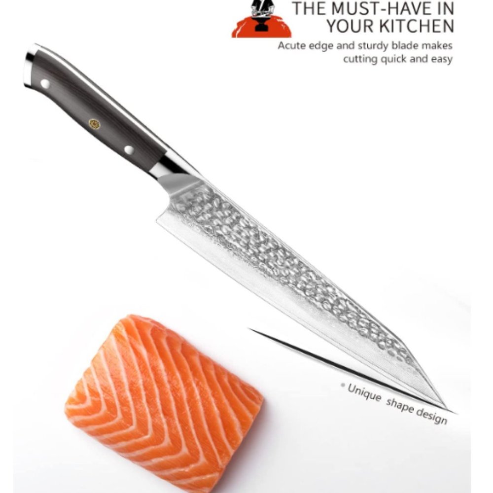 DAMASCUS STEEL "DUO" - VG10 STEEL - JAPANESE STYLE KNIVES  w/ HAMMERED TEXTURE